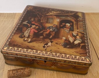 Antique biscuit tin, Belgium, DBF, 1910. Masterpiece of Confectionery Packaging, Collectible, Home Decor, Versatile Gift