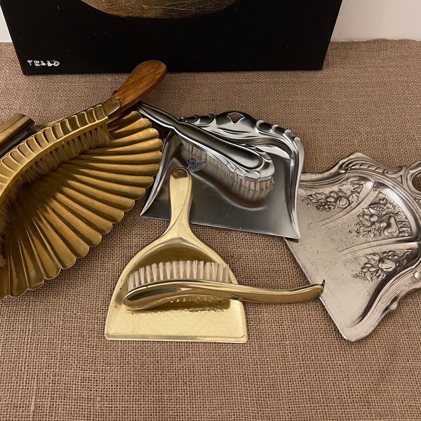 Vintage Accessories for Your Butler Brass Dustpan and Crumb Brush Vintage Silver Plated Brass Set An Important Accessory for your Home