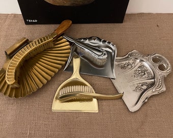 Vintage Accessories for Your Butler Brass Dustpan and Crumb Brush Vintage Silver Plated Brass Set An Important Accessory for your Home