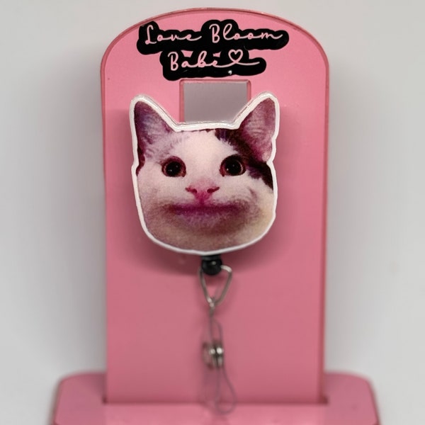 Happy cat badge reel