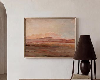 Vintage Abstract Landscape Print | Beige Brown Terracotta Wall Art | Minimalist Earthy Painting | Modern Boho Quiet Luxury Digital Download