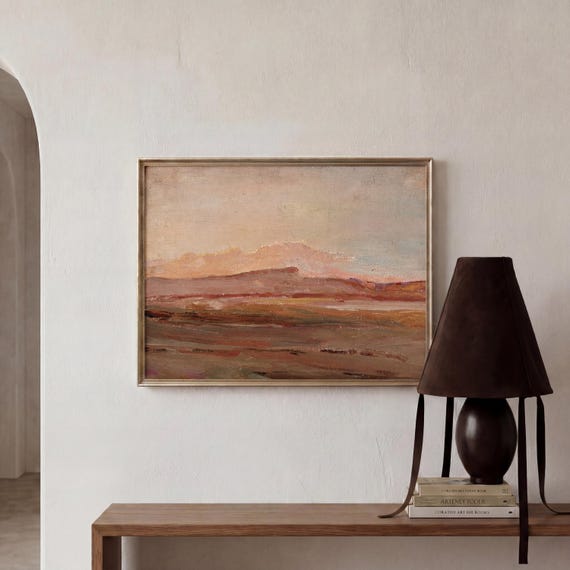 Vintage Abstract Landscape Print | Beige Brown Terracotta Wall Art | Minimalist Earthy Painting | Modern Boho Quiet Luxury Digital Download