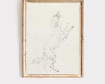 Vintage Dog Sketch Print | Modern Vintage Wall Art | Old Money Decor | English Country Dog Art | Digital Download