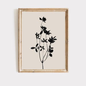 Botanical Art Print | Black and white Floral Sketch | Minimalist Plant Print | Downloadable Art | Instant Download | Modern Home Decor