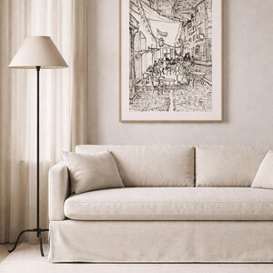 Vintage Van Gogh Sketch Print | Cafe Terrace at Night, Parisian Wall Art | Dark Academia Decor | Digital Download image 5