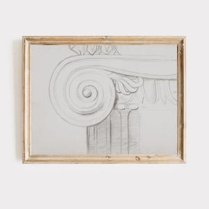 Klassieke kolomtekening | Architecturale schetsafdruk | Kolomdetail uit het oude Griekenland | Vintage woondecoratie | Studie kunstgeschiedenis | Downloadbaar