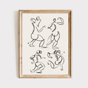 Impressão de Figuras Abstratas | Arte Linear Minimalista | Desenho em Preto e Branco | Arte de Parede para Imprimir | Decoração Moderna para Casa