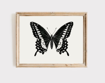 Black White Butterfly Wall Art Vintage Insect Print Minimalist Nature Poster Gothic Boho Decor Monochrome Download Bedroom Gallery Nursery