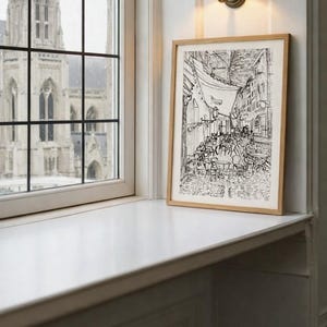 Vintage Van Gogh Sketch Print | Cafe Terrace at Night, Parisian Wall Art | Dark Academia Decor | Digital Download image 6