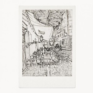 Vintage Van Gogh Sketch Print | Cafe Terrace at Night, Parisian Wall Art | Dark Academia Decor | Digital Download image 7