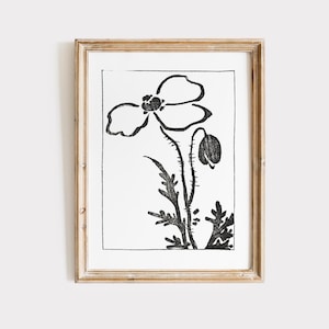 Vintage Floral Sketch Print |  Elegant Botanical Line Art | Downloadable Print
