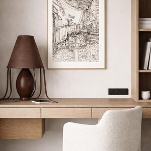 Vintage Van Gogh Sketch Print | Cafe Terrace at Night, Parisian Wall Art | Dark Academia Decor | Digital Download image 3