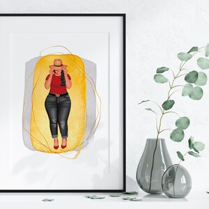 Mode kurvige Frau Kunst, plus Größe Frau Kunst, lässige schwarze Denim, kurvige Frau Kunst, mittlere Hautfarbe, digitaler Download, schickes Mode-Dekor