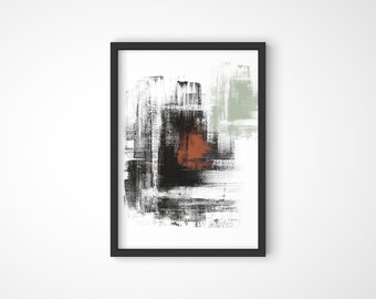 Neutrale moderne abstrakte Kunst, schwarz weiß mint abstrakte Kunst, minimale abstrakte Kunst, digitaler Download, Wandkunst druckbar, digitale Wanddrucke