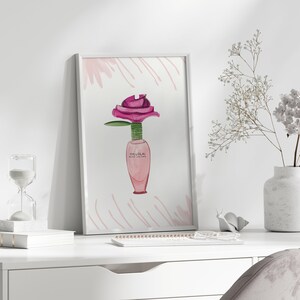 Floral perfume bottle art, watercolor perfume bottle art, digital download, fashion art printable, gift for her, perfume bottle wall art