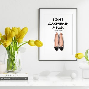 Designer flats quote art, fashion shoe quote, fashion print gift for her, fashion word quote, digital download, fashion wall art, shoe art