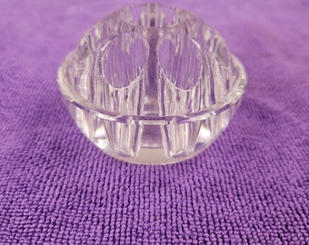 Vintage Raised Domed Clear Glass Flower Frog 9 Hole 3 Inch