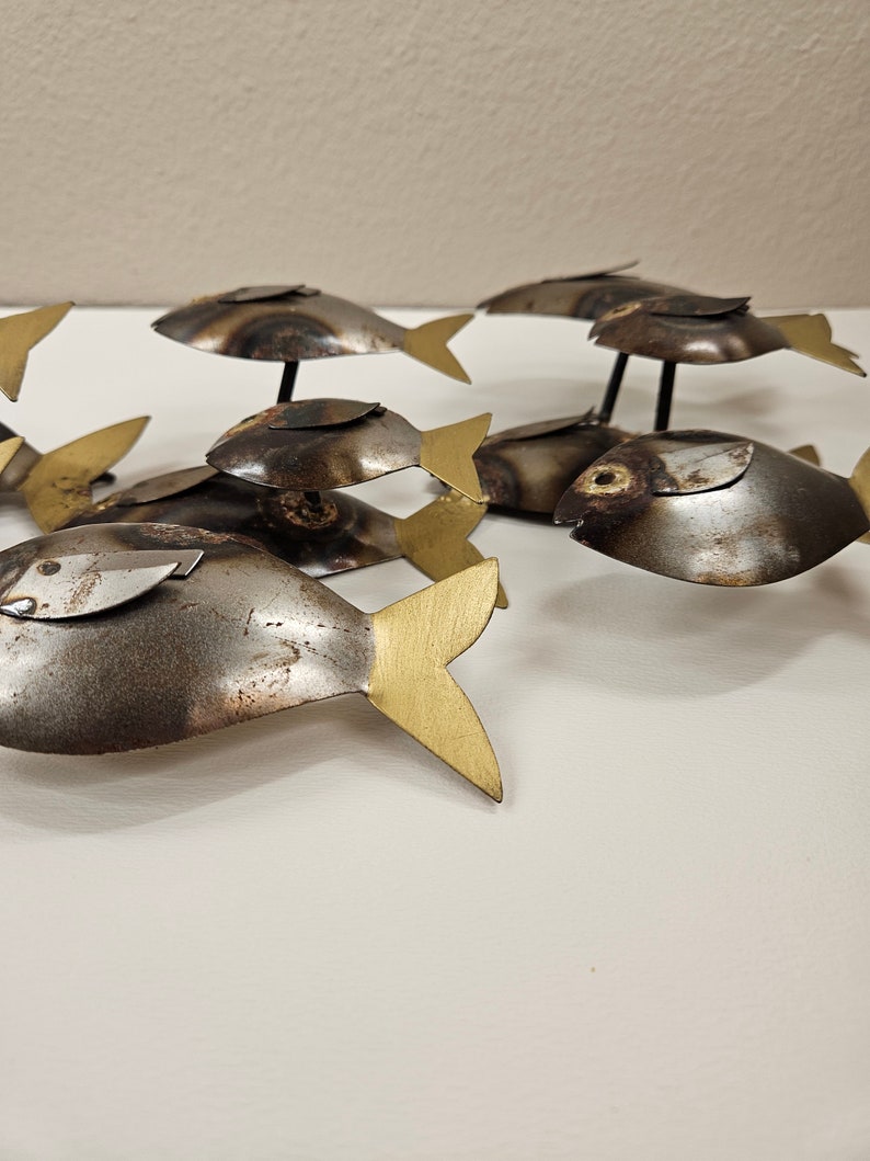 Metal School of Fish Wall Hanging Art Sculpture Etsy