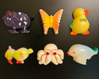 Vintage Animal Refrigerator Magnets Molded Plastic Set of 6