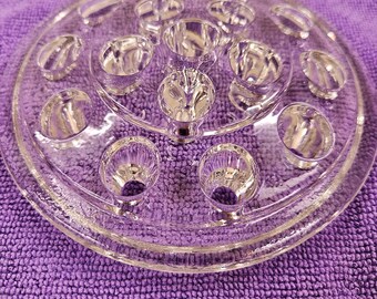 Vintage Glass Flower Frog 16 Hole 5 inches in Excellent Condition