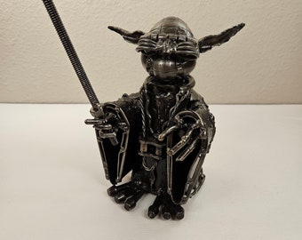 Scrap Metal Yoda Inspired Recycle Art Figurine