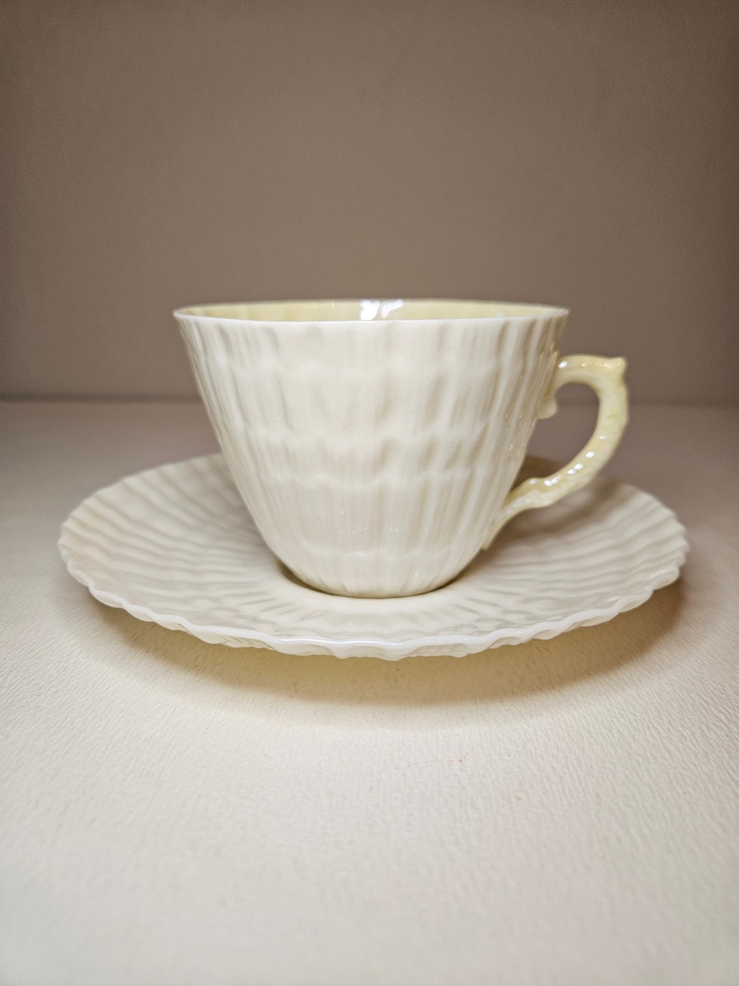 Vintage Irish Belleek Limpet Shell Bone China Cup and Saucer 0857 Etsy