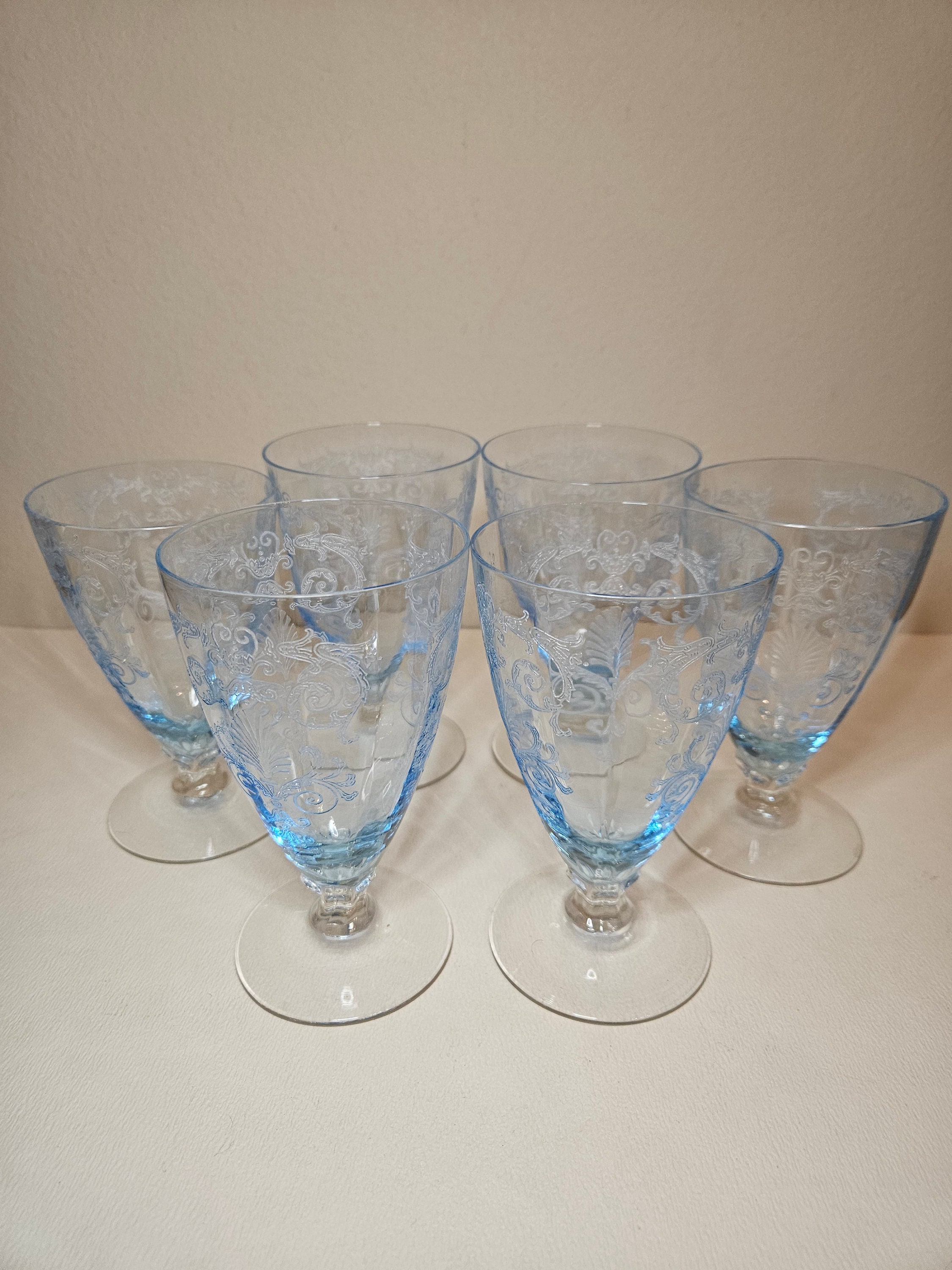 Fostoria Virginia Blue Beverage Glasses (Set of 6) - Bowditch