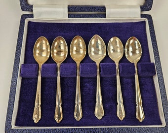 J B Chatterley & Sons Silver Plated Demitasse Spoon Set of 6 in Original Box and Info Sheet