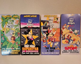 Vintage Disney Licensed Door Hangers Set of 4 Unused and Intact 1990s Excellent Condition