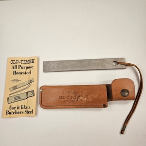 Vintage Schrade Old Timer Honesteel Knife Sharpener HS-1 with Leather Snap Sheath and Instructions