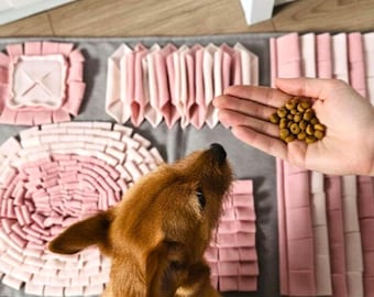 Grote roze snuffelmat voor honden, duurzaam foerageerspeelgoed voor mentale stimulatie, wasbaar hondenverrijkingscadeau, slowfeeder voor alle rassen