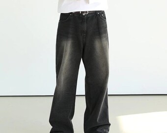 GS No. 97 Washed Black Loose Jeans