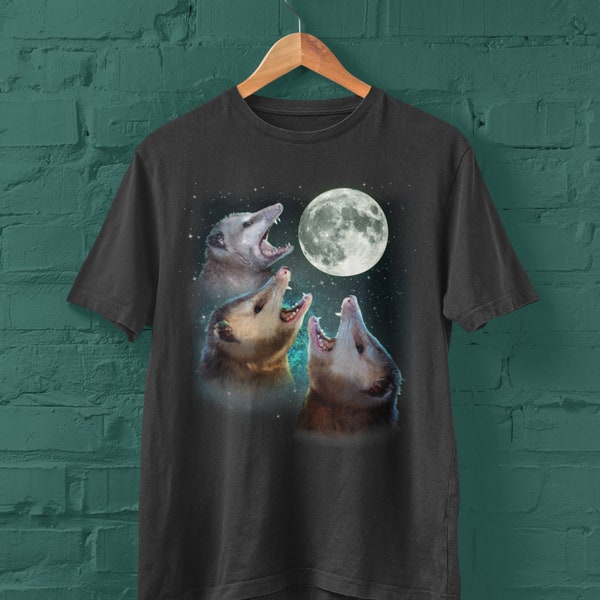 Three Opossums Howling at Moon Vinatge Shirt, Retro Opossum Lover Tshirt, Funny Possum Tee, Distressed Cotton Unisex Tee, Possum Gifts