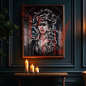 Haunted Mansion Medusa Art Print Snake Hair Woman Poster 999 Happy Haunts Witch Statue LARGE Sizes 300 DPI High Resolution Crisp Image