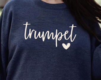 Trumpet Sweatshirt, Trumpet Gift, Heart Sweater, Band Director Gift, Brass Player Shirt, Band Mom, Marching Band Shirt, Gameday Shirt