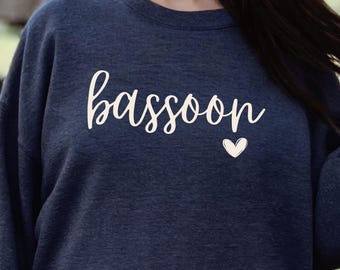 Bassoon Sweatshirt, Woodwind Player Gift, Heart Sweater, Band Director Gift, Section Shirt, Band Mom, Concert Band Shirt, Bassoonist