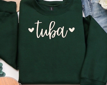 Tuba Sweatshirt, Tuba Player Gift, Heart Sweater, Band Director Gift, Low Brass Section Shirt, Band Mom, Marching Band Shirt, Gameday Shirt