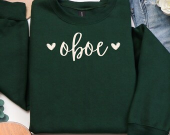 Oboe Sweatshirt, Oboist Gift, Heart Sweater, Band Director Gift, Woodwind Shirt, Band Mom, Concert  Band Shirt