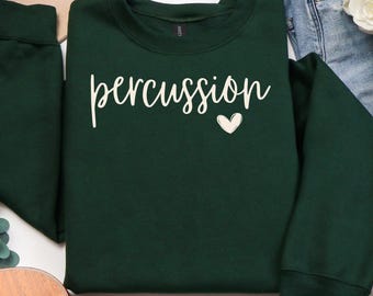 Percussion Sweatshirt, Drummer Gift, Heart Sweater, Director Gift, Winter Drumline Shirt, Percussion Mom, Marching Band Shirt, WGI Drums