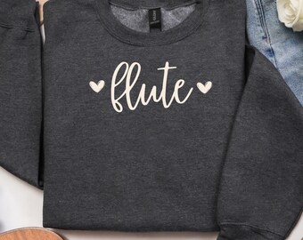 Flute Sweatshirt, Woodwind Gift, Heart Sweater, Band Director Gift, Section Leader Shirt, Band Mom, Marching Band Shirt, Section Shirt