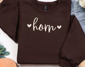Horn Sweatshirt, French Horn Gift, Heart Sweater, Band Director Gift, High Brass Player Shirt, Band Mom, Marching Band Shirt, Section Shirt