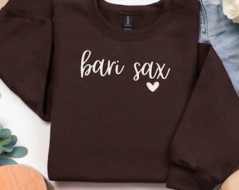 Bari Sax Sweatshirt, Saxophone Player Gift, Heart Sweater, Band Director Gift, Woodwind Section Shirt, Band Mom, Marching Band Shirt