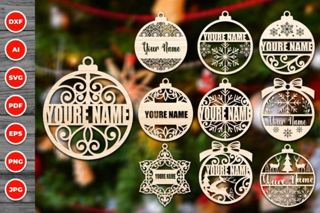 Christmas Ornaments SVG Bundle Custom Name Ornament SVG Laser - Etsy UK