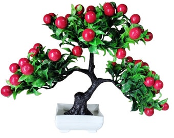 Handmade Cherry Tree Artificial Plants for Home Decor,Artificial Flowers Pot with vase, Artificial Flowers for Decoration