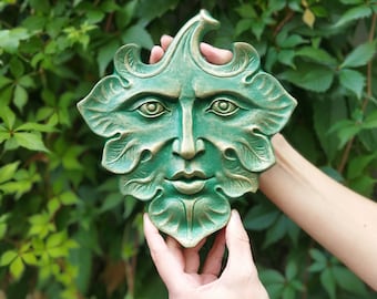 Green Man is a wall art sculpture for home or garden decor. A wonderful spring gift for mythology enthusiasts, gardening and plant lovers.