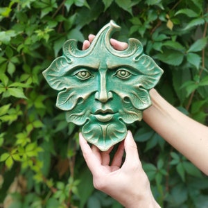 Green Man is a wall art sculpture for home or garden decor. A wonderful spring gift for mythology enthusiasts, gardening and plant lovers.
