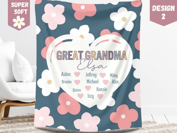 Personalized blanket with grandkids names sale