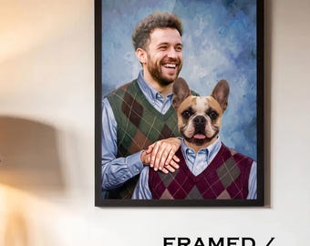 Framed Unframed Custom Human Pet Portrait Funny Step Brothers Poster Personalized Dog Cat Portrait Pet Lover Gift Funny Custom Artwork
