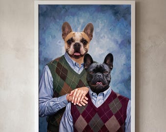Custom Funny Pet Portrait Step Brothers Poster Personalized Dog Cat Portrait Pet Lover Gift Funny Dog Gift Framed Unframed Wall Art