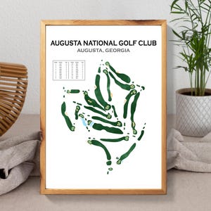 Aquarel golfbaankaart, golfbaan kunstafdrukken, aangepaste golfbaan kaart, gepersonaliseerde golfcadeaus, golfcadeaus voor hem, unieke golfkaartkunst